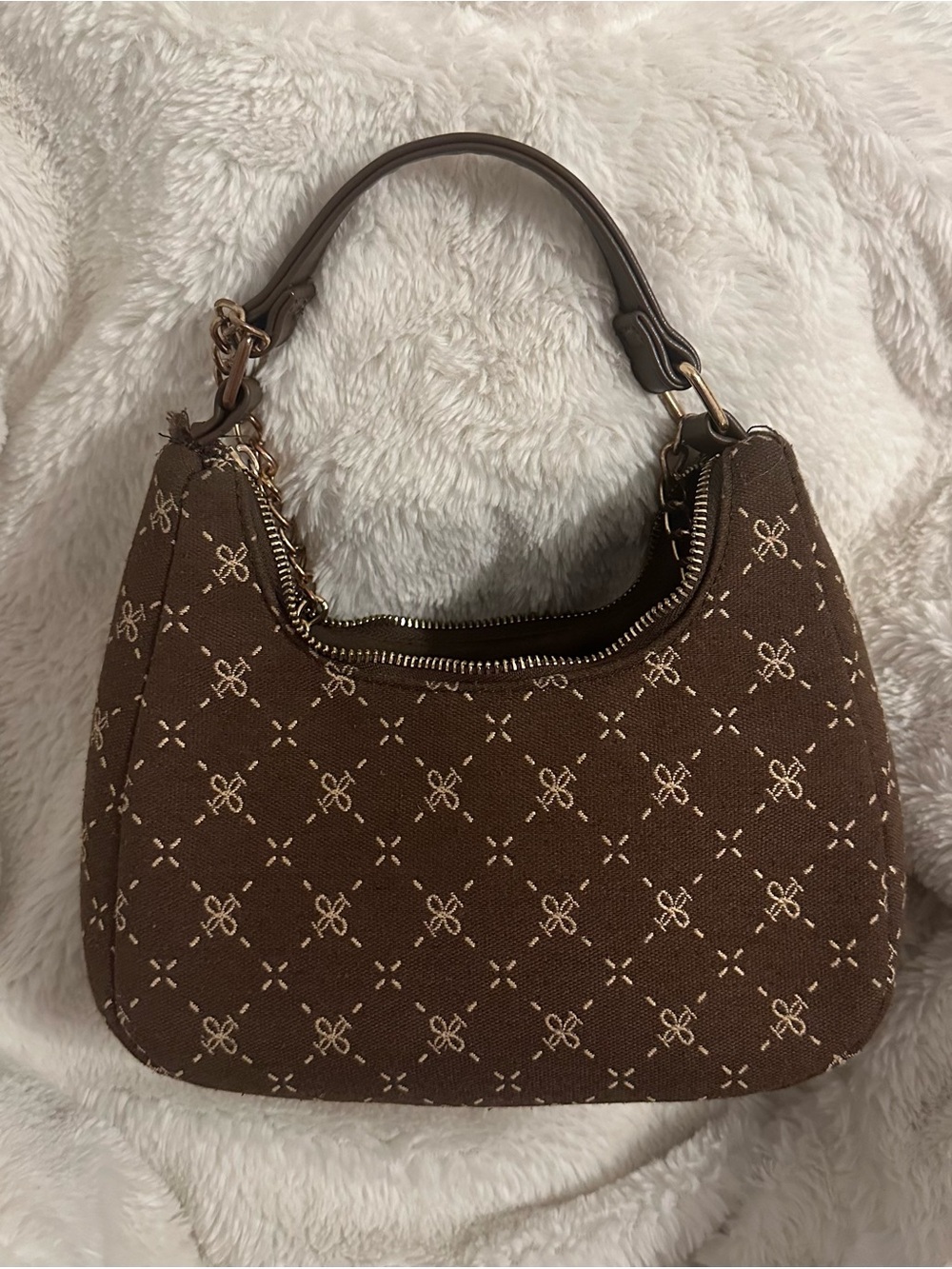 Dolls Meghan Essential Stylish Brown Patterned Canvas Hobo Shoulder Bag